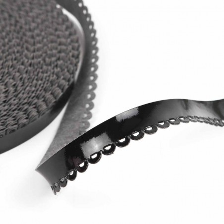 Ribete picado piel sintética negro 14 mm - 10 Metros