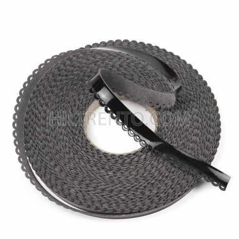 Ribete picado piel sintética negro 14 mm - 10 Metros