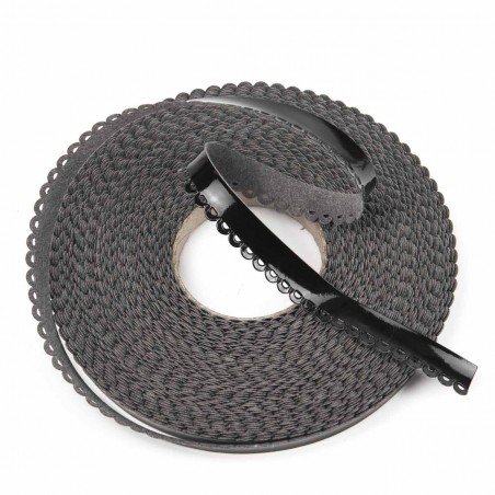 Ribete picado piel sintética negro 14 mm - 10 Metros
