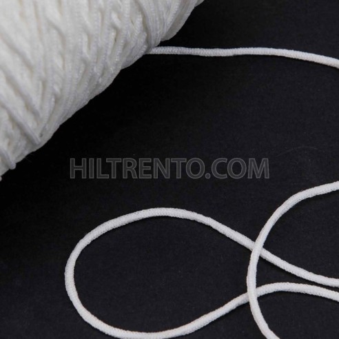 500 mts cordón elástico 2 mm flojo suave col. blanco ref.3 para mascarillas