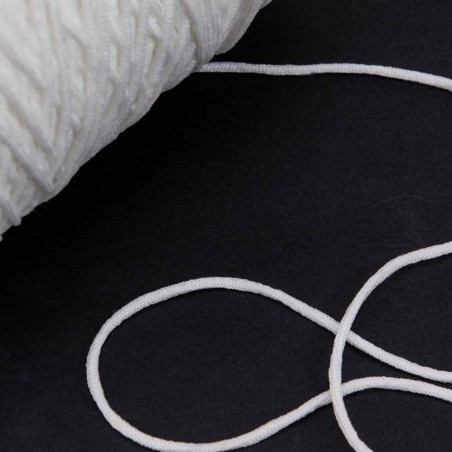 500 mts cordón elástico 2 mm flojo suave col. blanco ref.3 para mascarillas