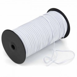250 mts Elástico crochet blando 6 mm blanco para mascarillas