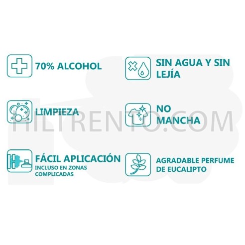 Spray desinfectante aerosol alcohol 70% ropa, superficies