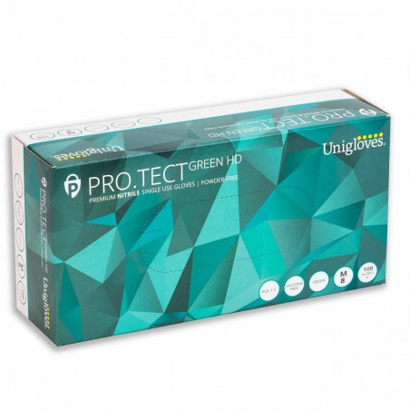 Pack 100 Guantes médicos nitrilo verde alta resistencia