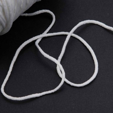 500 mts cordón elástico 2.5 mm flojo suave col. blanco