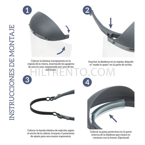 Pantalla protección facial Homologada UE 2016/425 - EN 166:2001, Modular, lavable, para niños y adultos