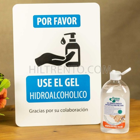 Pack 2x Cartel con pié  señalización Gel hidroalcoholico y mascarillas