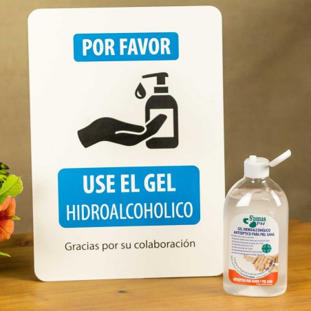 Pack 2x Cartel con pié  señalización Gel hidroalcoholico y mascarillas