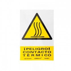 Cartel adhesivo Peligro contacto térmico ISO 7010:2012 10x15 cm