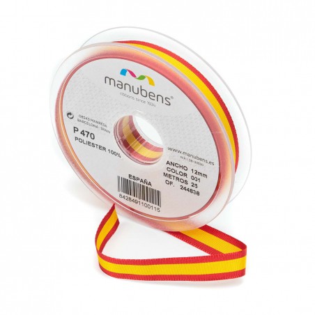 Cinta Bandera de España 100% poliéster, Manubens P470 - Rollo 25 mts