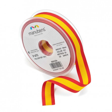 Cinta Bandera de España 100% poliéster, Manubens P470 - Rollo 25 mts