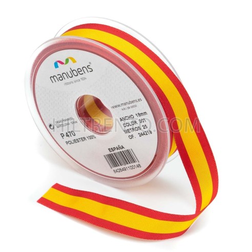 Cinta Bandera de España 100% poliéster, Manubens P470 - Rollo 25 mts