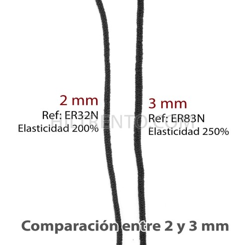 500 mts cordón elástico 3 mm flojo suave col. Negro