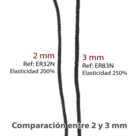500 mts cordón elástico 3 mm flojo suave col. Negro