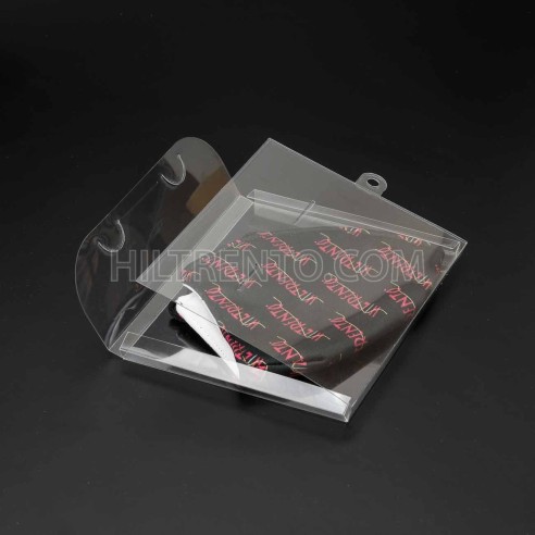 Caja plástico transparente porta mascarillas con colgador 15x12x1 cm