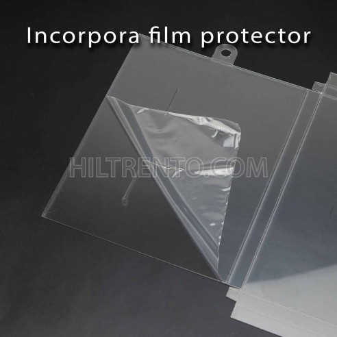 Caja plástico transparente porta mascarillas con colgador 15x12x1 cm