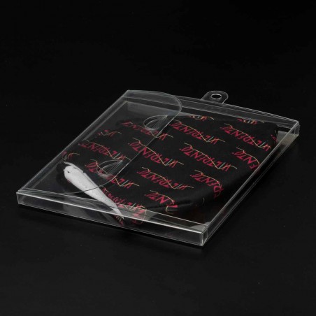 Caja plástico transparente porta mascarillas con colgador 15x12x1 cm