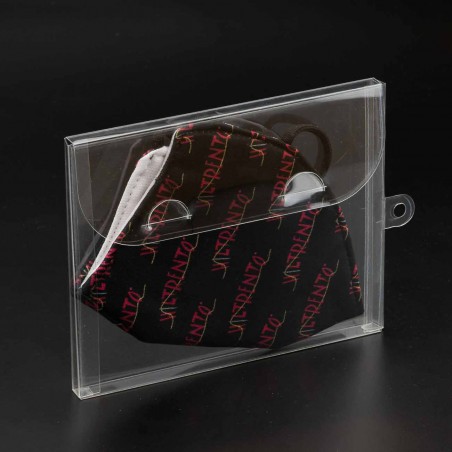 Caja plástico transparente porta mascarillas con colgador 15x12x1 cm