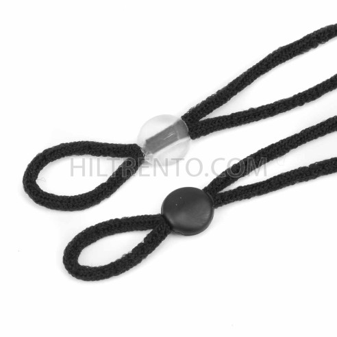 Topes ajustador blando negro/transparente antideslizante para cordón mascarilla - 100 uds