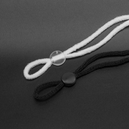 Topes ajustador blando negro/transparente antideslizante para cordón mascarilla - 100 uds