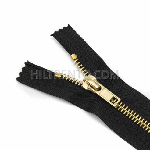 Cremallera CCA negra 12 a 18 cm metalica Latón (dorado)  malla 5