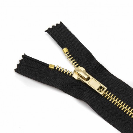 Cremallera CCA negra 12 a 18 cm metalica Latón (dorado)  malla 5
