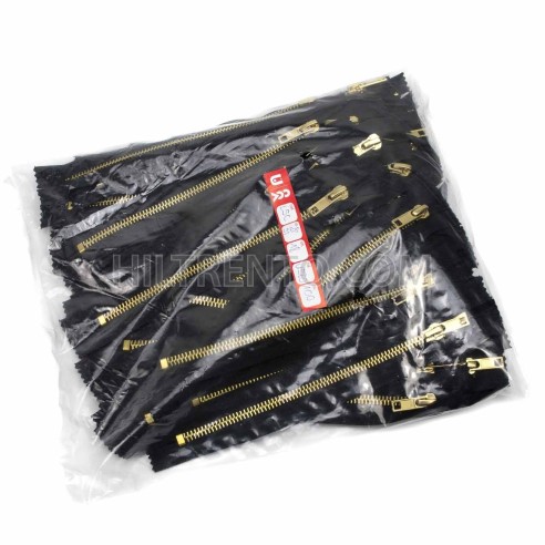 Cremallera CCA negra 12 a 18 cm metalica Latón (dorado)  malla 5