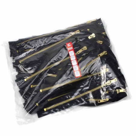 Cremallera CCA negra 12 a 18 cm metalica Latón (dorado)  malla 5