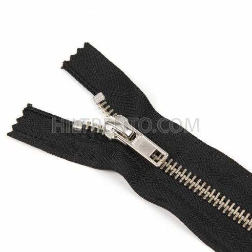 Cremallera CCA negra 12 a 18 cm metalica Cobre blanco (Niquel) malla 5