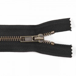 Cremallera CCA negra 12 a 18 cm metálica Latón viejo (Oro Viejo) malla 5