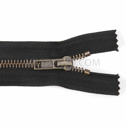 Cremallera CCA negra 12 a 18 cm metálica Latón viejo (Oro Viejo) malla 5