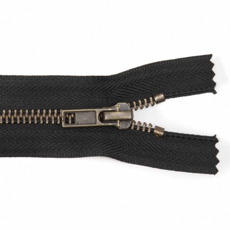 Cremallera CCA negra 12 a 18 cm metálica Latón viejo (Oro Viejo) malla 5