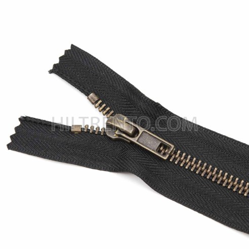 Cremallera CCA negra 12 a 18 cm metálica Latón viejo (Oro Viejo) malla 5
