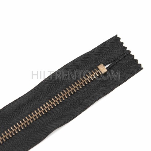 Cremallera CCA negra 12 a 18 cm metálica Latón viejo (Oro Viejo) malla 5