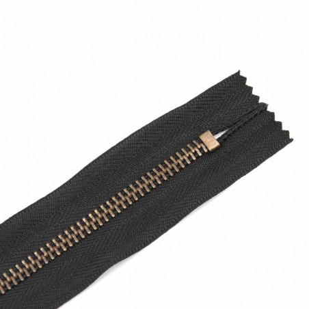 Cremallera CCA negra 12 a 18 cm metálica Latón viejo (Oro Viejo) malla 5