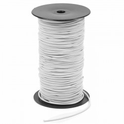Cordón goma elástica para mascarillas Blanco 3 mm  20-G - Carrete 150 mts