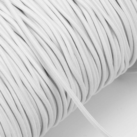 Cordón goma elástica para mascarillas Blanco 3 mm  20-G - Carrete 150 mts
