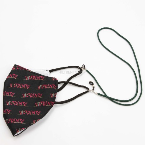 Cordón con mosquetón y goma para colgar mascarilla