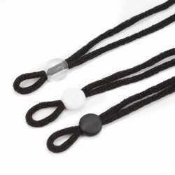 Topes ajustador blando negro/transparente antideslizante para cordón mascarilla - 100 uds