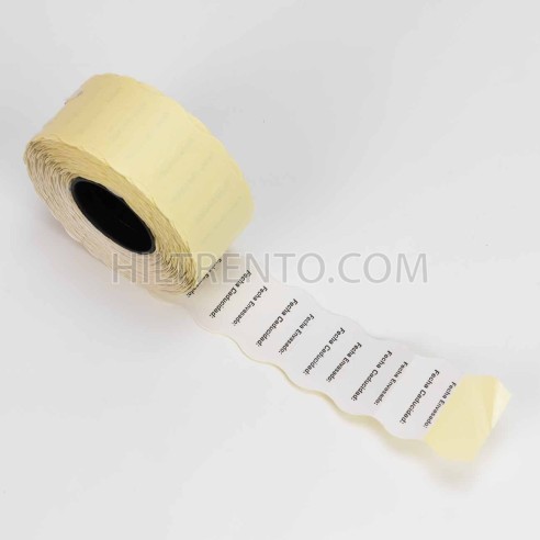 Caja etiquetas 26x16 Alimentarias, Fecha envasado, Fecha caducidad, blancas adhesivo permanente