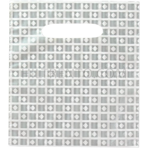 Bolsa plástico comercios asa lazo rosa