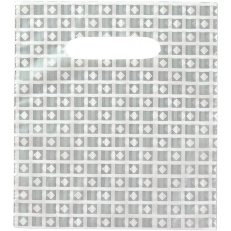 Bolsa plástico comercios asa lazo rosa