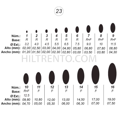 Agujas de perforar ovaladas ref.23 (16 números)