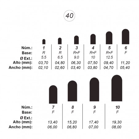 Agujas de perforar ref.40 (10 números)