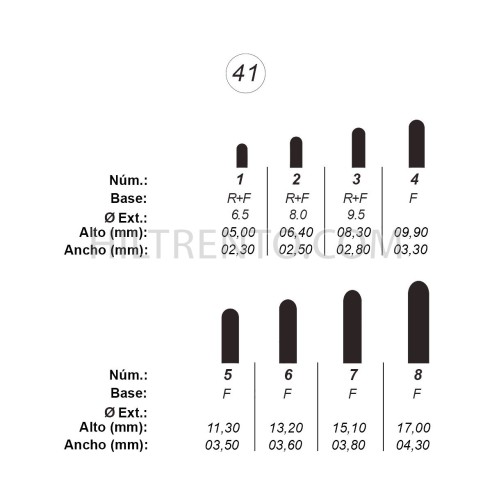 Agujas de perforar ref.41 (8 números)