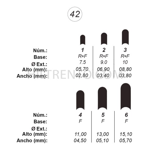 Agujas de perforar ref.42 (6 números)
