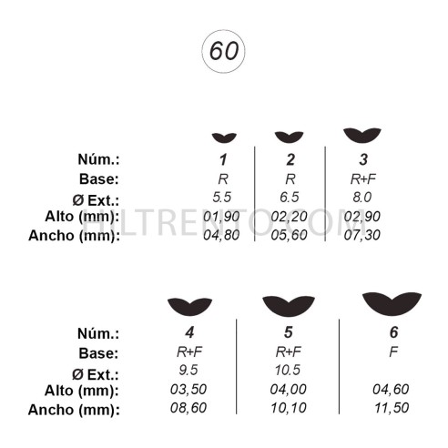 Agujas de perforar ref.60 (6 números)