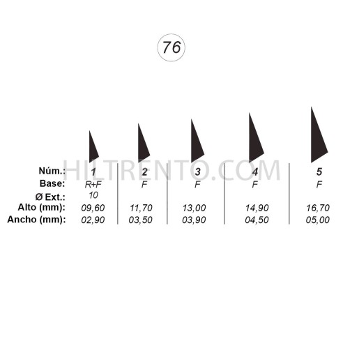 Agujas de perforar ref.76 (5 números)
