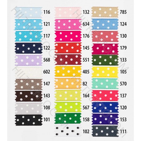 Carta colores cinta tafetán topos - lunares poliéster Manubens 1410 - 25 metros