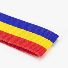 Cinta Bandera de Andorra 100% poliéster, Manubens P470 - Rollo 25 mts